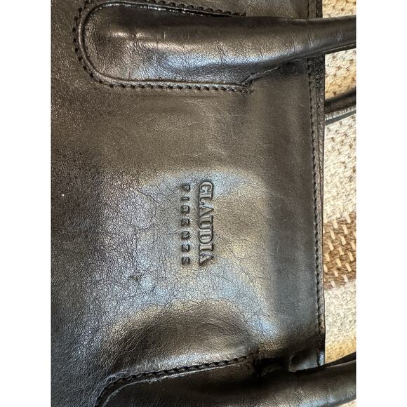 Claudia Firenze Black Leather Tote Bag Purse Large Italy - Picture 6 of 12